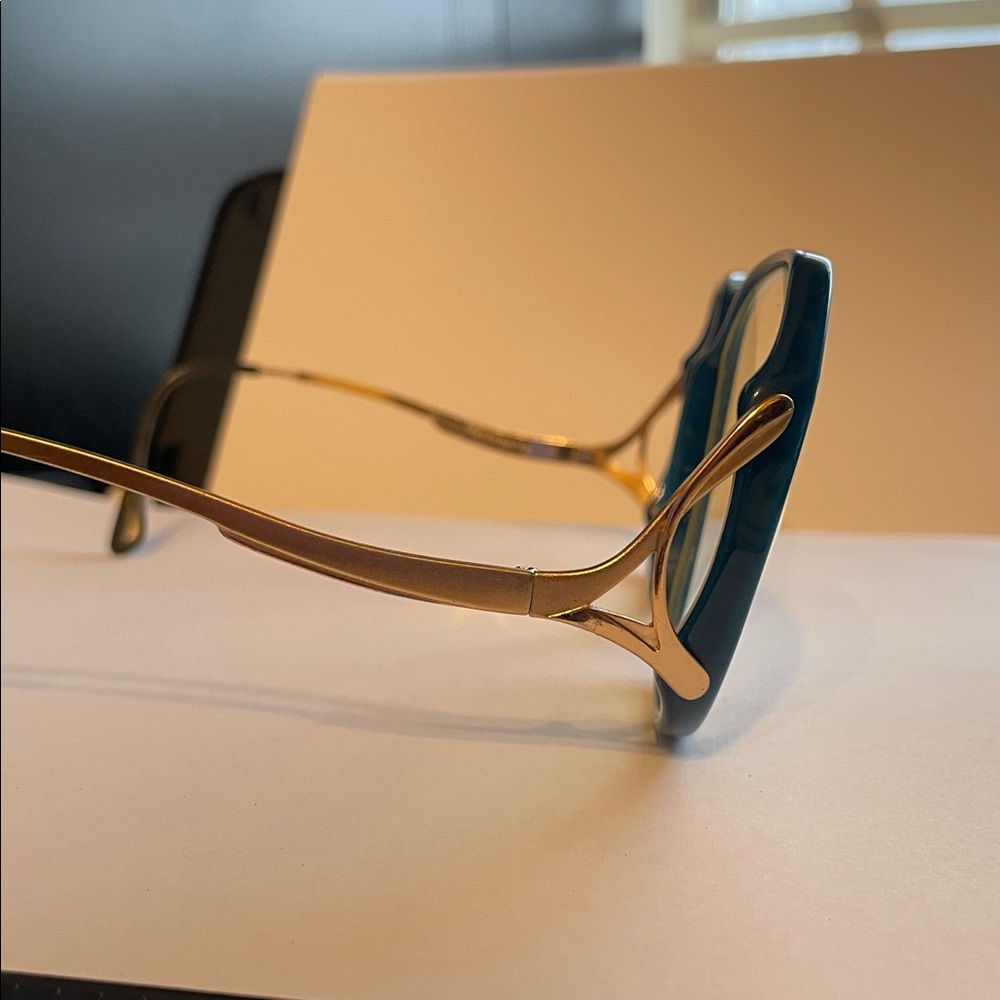 Vintage Marchon Marcolin 135 Teal Blue Oversize Italian made Glasses With Case - Picture 12 of 13